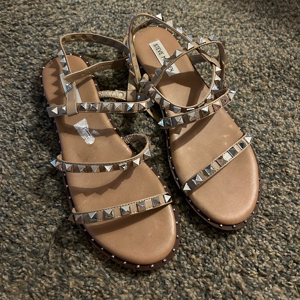 Steve Madden metal stud ankle wrap flat sandals